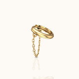 14K Solid Gold Mini Chain Huggie Hoop Earring