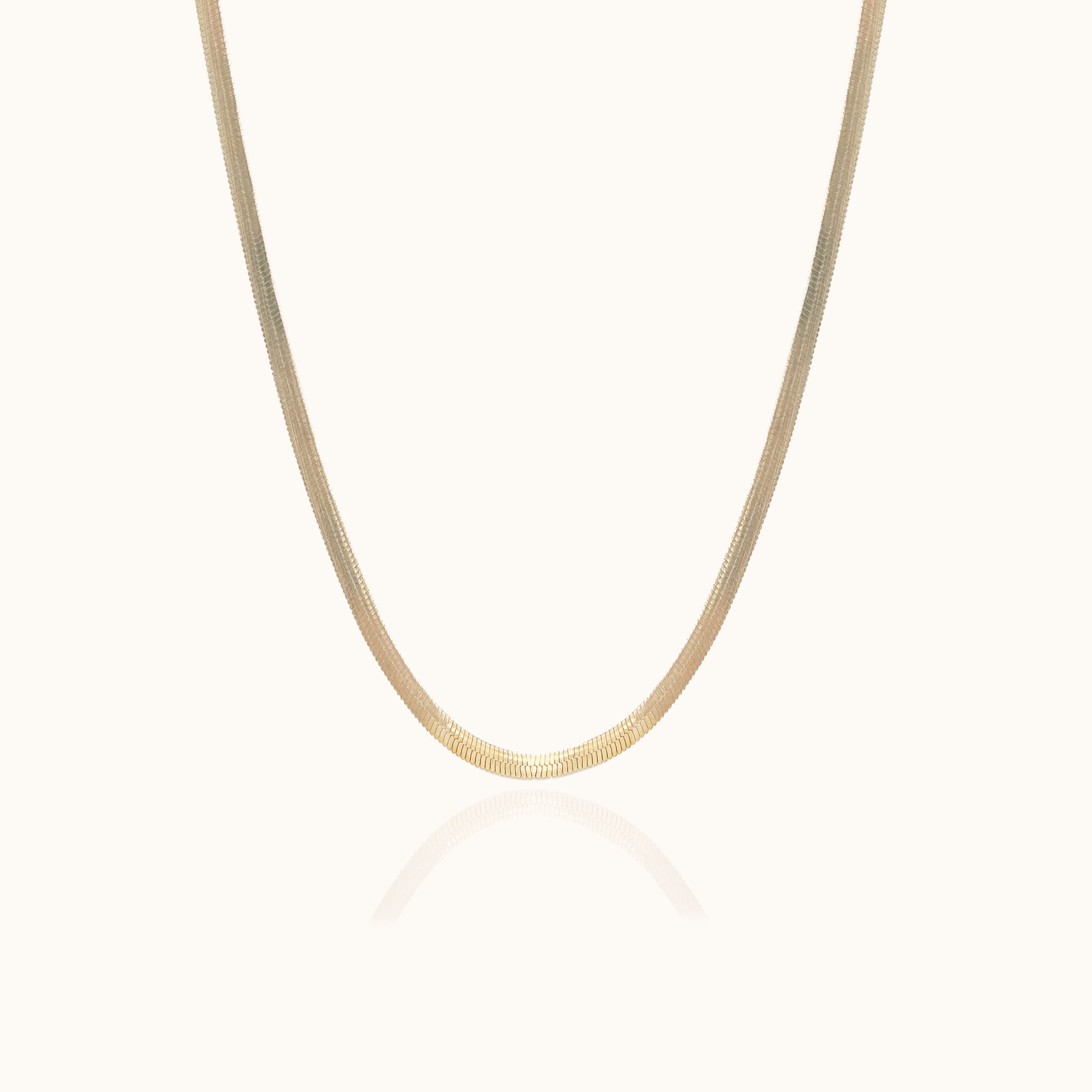 Essential Wide Flat Herringbone Thick Gold Snake Chain Necklace by Doviana