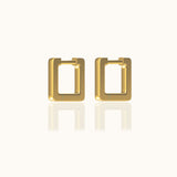 Block Chunky Gold Square Thick Rectangle Mini Huggie Hoop Earrings by Doviana