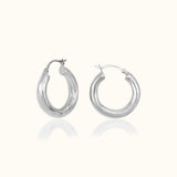 Chubby Latch Back 925 Sterling Silver Wide Thick Tube Small Gold Chunky Hoop Earrings by Doviana