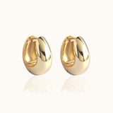 Wide Gold Chubby Statement Large Thick Chunky Huggie Hoops Earrings by Doviana