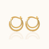 Triple Circle CZ Pave Retro Vintage Style Gold Victorian Circle Earrings by Doviana