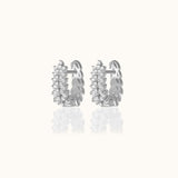 925 Sterling Silver Wheat CZ Hoop Earrings Thick Elegant Design Chunky Huggie Hoops by Doviana